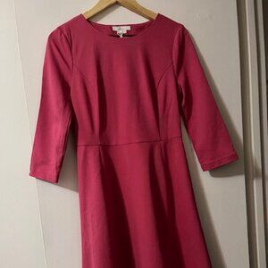 BODEN IRENE PONTE FIT AND FLARE SHIFT DRESS SIZE 8 in Barbie Pink